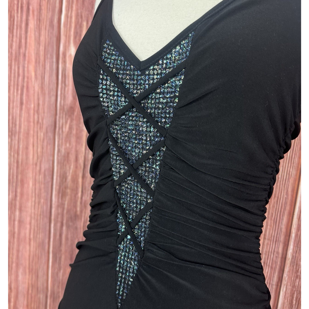 Vintage Y2K VIZIO Black Fairy Grunge Dress Halter Neck Whimsigoth Made in USA L - Picture 4 of 6